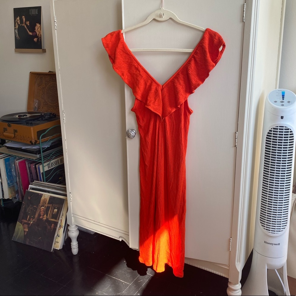 Zara Red-Orange Midi Dress